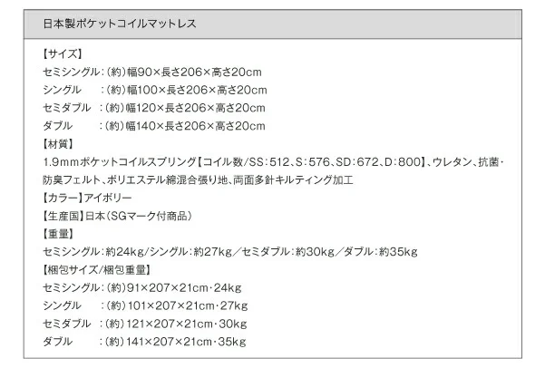 棚・照明・コンセント付ロング丈連結ベッド JointLong ジョイント・ロング ベッドフレームのみ セミシングル ロング丈