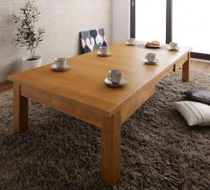 天然木オーク材伸長式こたつテーブル Widen-α ワイデンアルファ 長方形(80×120〜180cm)