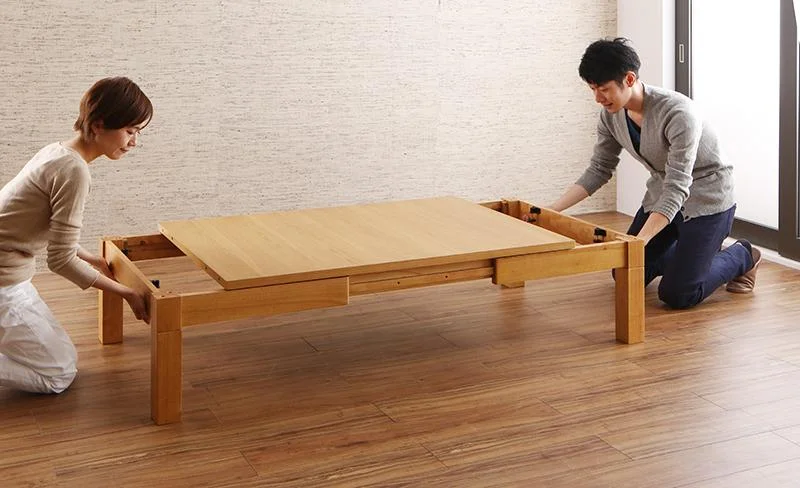 天然木オーク材伸長式こたつテーブル Widen-α ワイデンアルファ 長方形(80×120〜180cm)