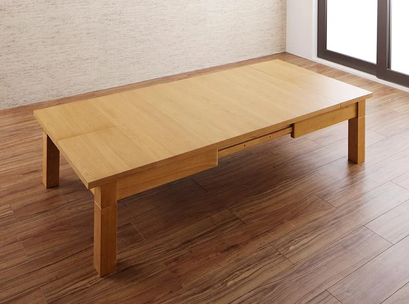 天然木オーク材伸長式こたつテーブル Widen-α ワイデンアルファ 長方形(80×120〜180cm)