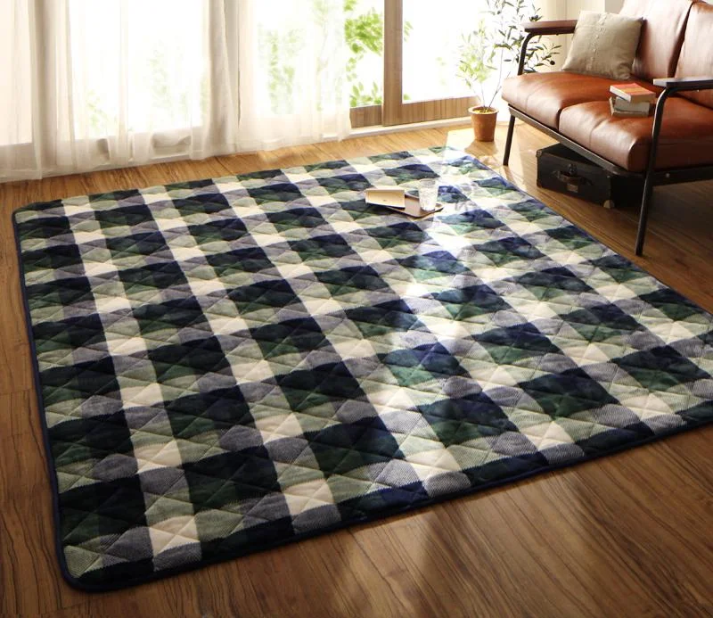 チェック柄はっ水こたつ布団 KECK ケック 掛布団&敷布団2点セット 正方形(75×75cm)天板対応
