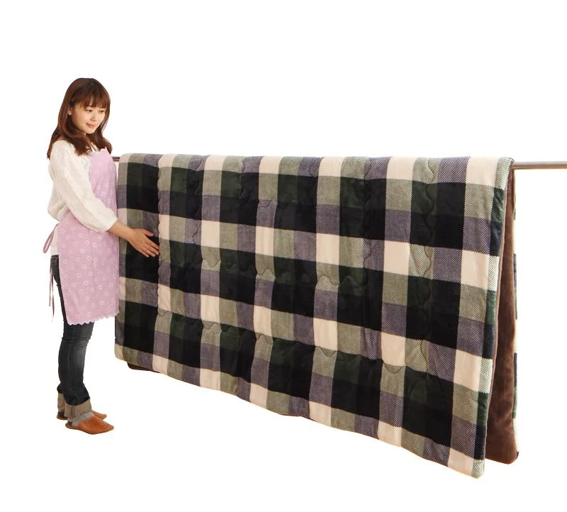 チェック柄はっ水こたつ布団 KECK ケック 掛布団&敷布団2点セット 正方形(75×75cm)天板対応