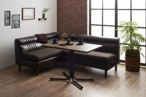 ヴィンテージカフェスタイルソファダイニング Towne タウン 2点セット(テーブル+2Pソファ1脚) 右アームタイプ W100