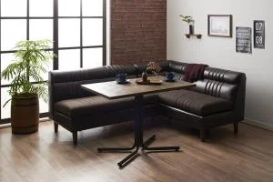 ヴィンテージカフェスタイルソファダイニング Towne タウン 2点セット(テーブル+2Pソファ1脚) 右アームタイプ W100