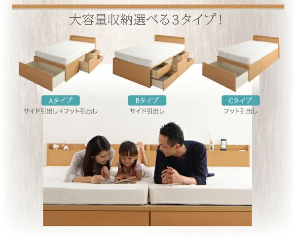 お客様組立 大容量収納ファミリーチェストベッド TRACT トラクト ベッドフレームのみ A+A ワイドK200
