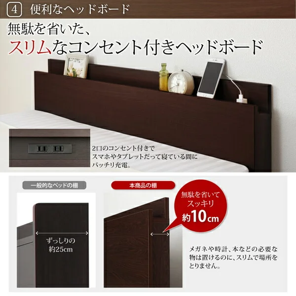 通気性抜群 棚コンセント付 跳ね上げベッド Prostor プロストル ベッドフレームのみ 縦開き セミシングル 深さレギュラー
