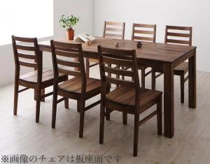 総無垢材ワイドダイニング Cursus クルスス 4点セット(テーブル+チェア2脚+ベンチ1脚) ウォールナット 板座 W160