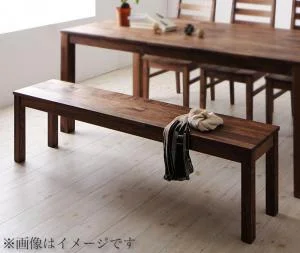 総無垢材ワイドダイニング Cursus クルスス 4点セット(テーブル+チェア2脚+ベンチ1脚) ウォールナット 板座 W160
