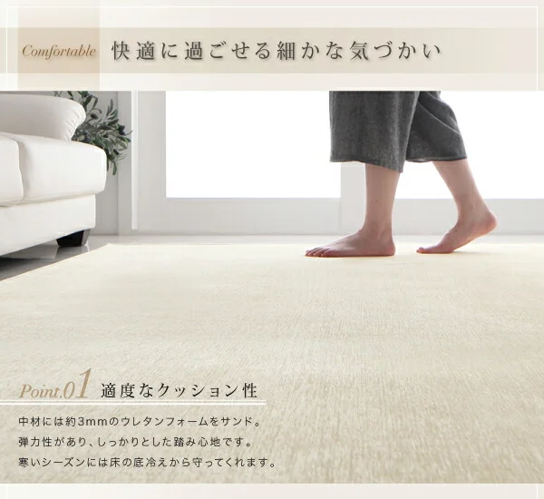 表情豊かな撥水機能付きシェニールラグ claro クラーロ 130×185cm
