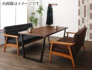 ヴィンテージスタイル ソファダイニングセット Bedox ベドックス 3点セット(テーブル+2Pソファ2脚) W120
