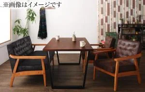 ヴィンテージスタイル ソファダイニングセット Bedox ベドックス 3点セット(テーブル+2Pソファ2脚) W120