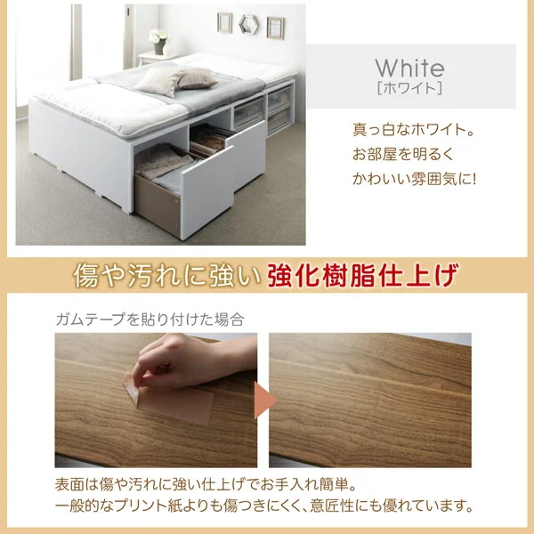 布団で寝られる大容量収納ベッド Semper センペール ベッドフレームのみ 引き出しなし ハイタイプ シングル