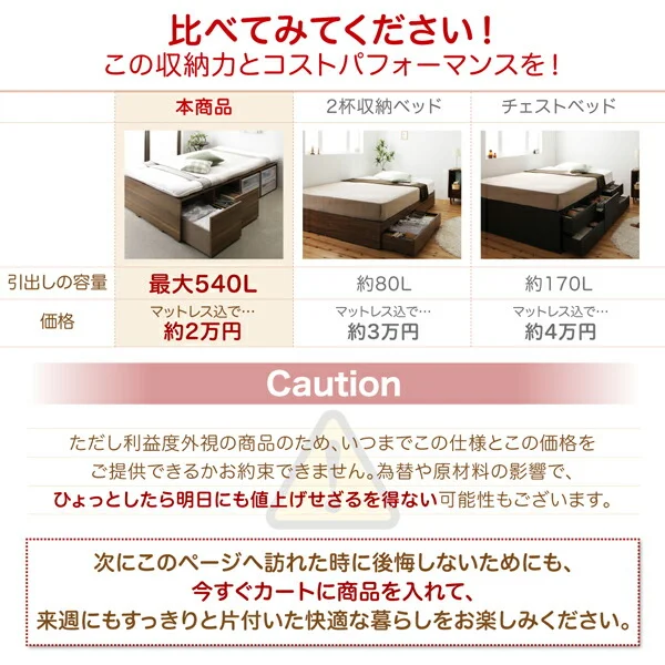 布団で寝られる大容量収納ベッド Semper センペール ベッドフレームのみ 引き出しなし ハイタイプ シングル