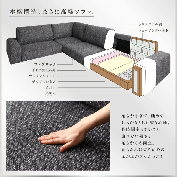 フロアコーナーソファ Leeble リーブル ソファ ロータイプ 3P