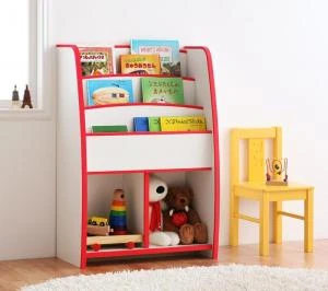 ソフト素材キッズファニチャーシリーズ 棚付絵本ラック libro リブロ スリムタイプ