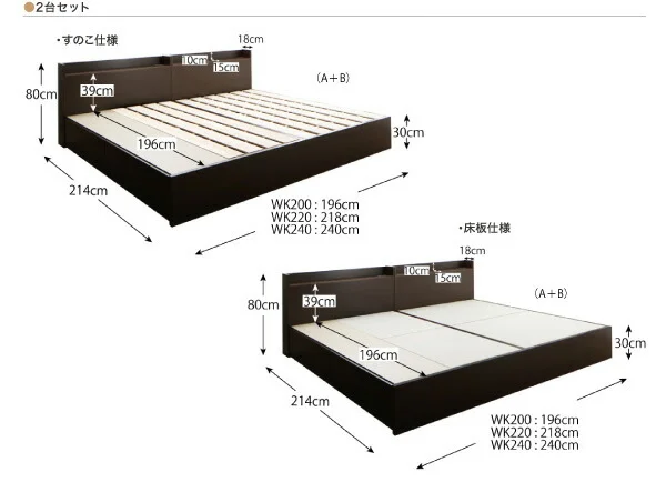お客様組立 連結 棚・コンセント付すのこ収納ベッド Ernesti エルネスティ ベッドフレームのみ Aタイプ シングル