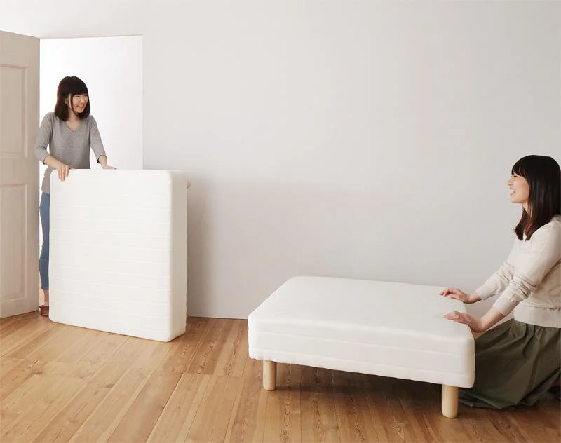 ショート丈分割式 脚付きマットレスベッド ポケット お買い得ベッドパッド・シーツは別売り セミシングル ショート丈 脚8cm
