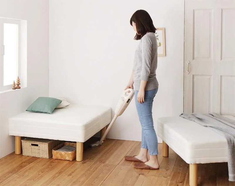 ショート丈分割式 脚付きマットレスベッド ポケット お買い得ベッドパッド・シーツは別売り セミシングル ショート丈 脚8cm