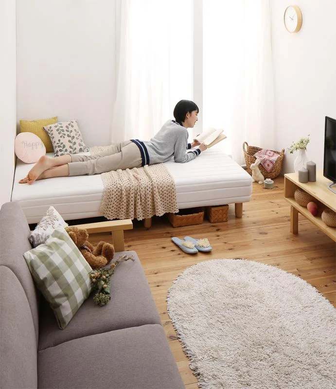 ショート丈分割式 脚付きマットレスベッド ポケット お買い得ベッドパッド・シーツは別売り セミシングル ショート丈 脚8cm