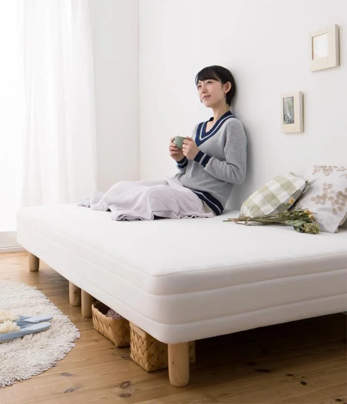 ショート丈分割式 脚付きマットレスベッド ポケット お買い得ベッドパッド・シーツは別売り セミシングル ショート丈 脚8cm