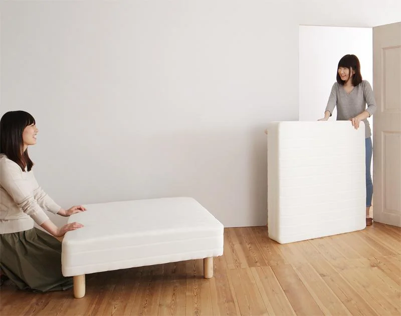 ショート丈分割式 脚付きマットレスベッド ポケット お買い得ベッドパッド・シーツは別売り セミシングル ショート丈 脚8cm