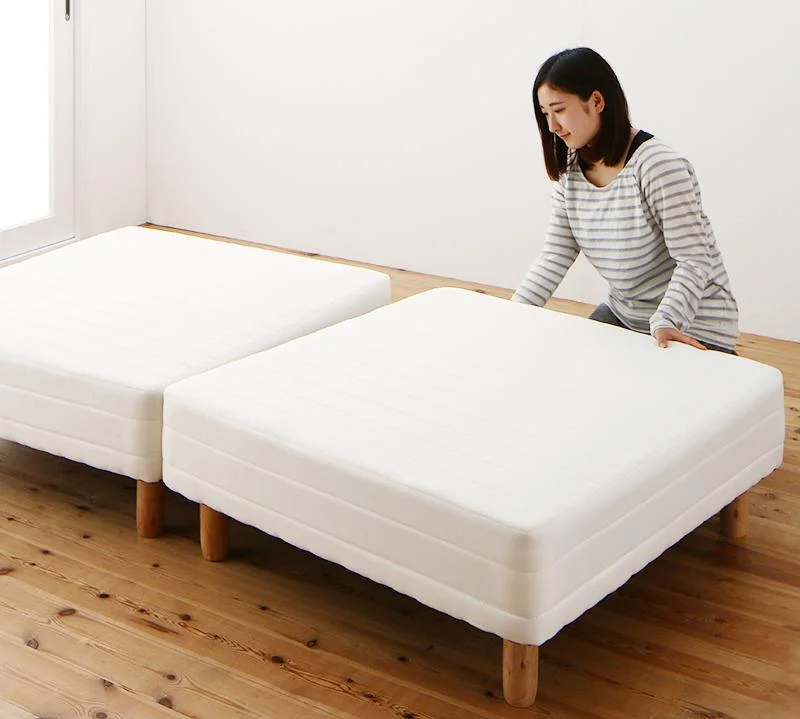 ショート丈分割式 脚付きマットレスベッド ポケット お買い得ベッドパッド・シーツは別売り セミシングル ショート丈 脚8cm
