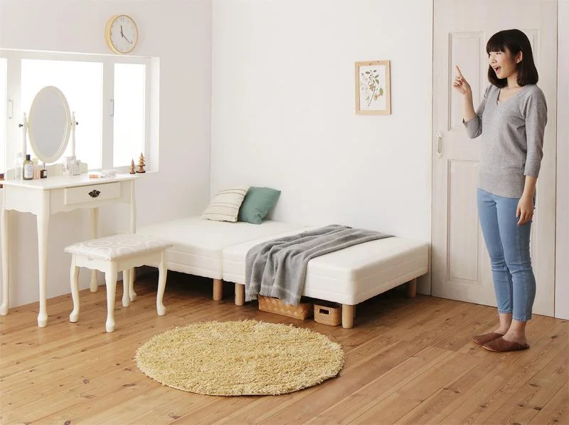 ショート丈分割式 脚付きマットレスベッド ポケット お買い得ベッドパッド・シーツは別売り セミシングル ショート丈 脚8cm