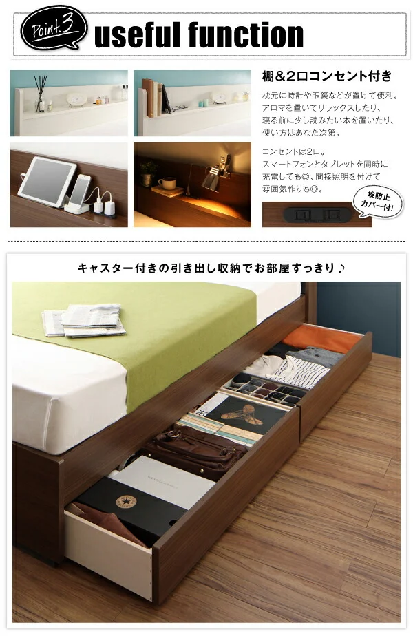 工具いらずの組み立て・分解簡単収納ベッド Lacomita ラコミタ ベッドフレームのみ シングル