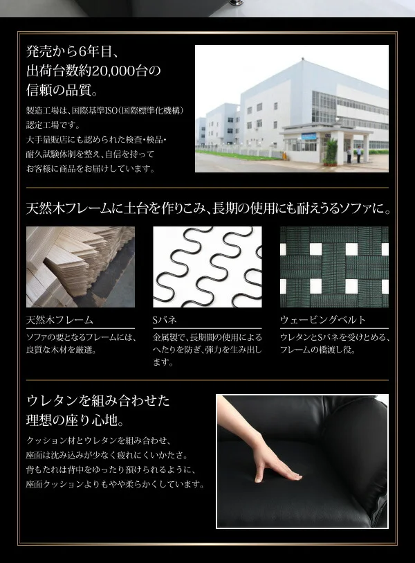 セットが選べるモダンデザイン応接ソファセット シンプルモダンシリーズ BLACK ブラック ソファ2点セット 1P×2