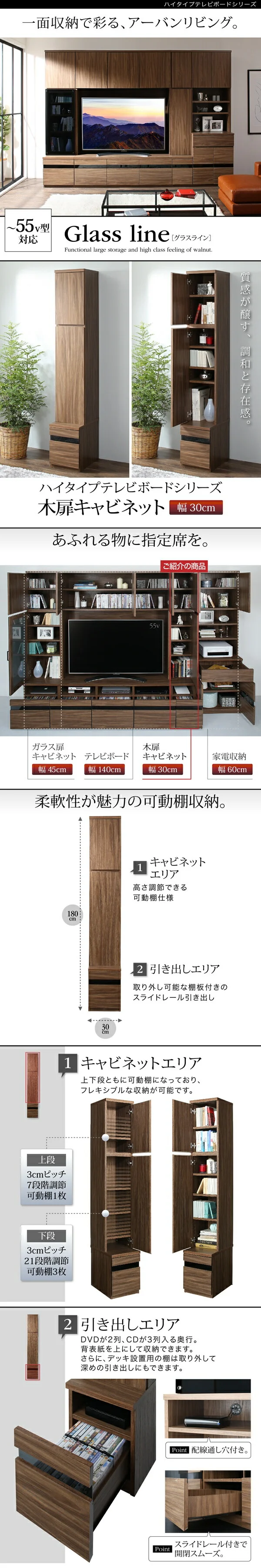 ハイタイプテレビボードシリーズ Glass line グラスライン テレビボード