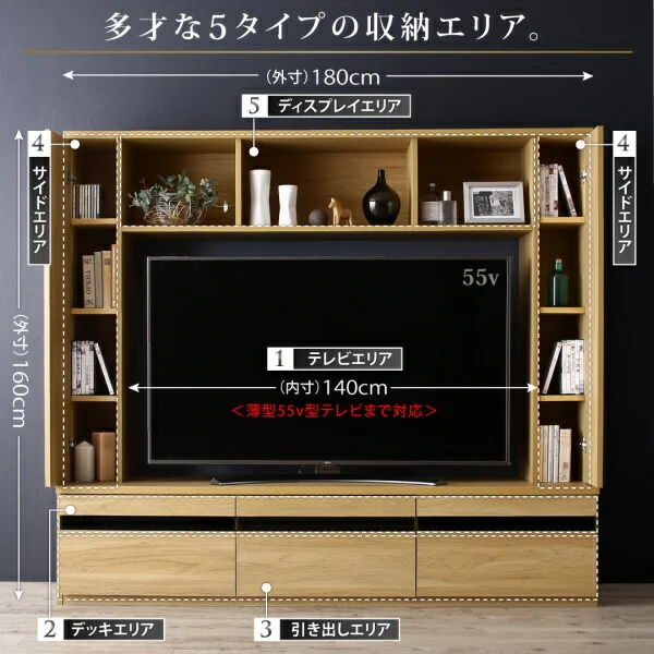 55型対応ハイタイプテレビボード TITLE タイトル
