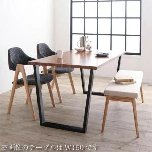 古木風×スチール脚ナチュラルモダンデザインダイニング FOLKIS フォーキス 4点セット(テーブル+チェア2脚+ベンチ1脚) NA W120