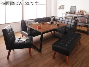 古木風 ヴィンテージ カフェスタイル リビングダイニング TOLD トルド 3点セット(テーブル+2Pソファ1脚+アームソファ1脚) 右アーム W120