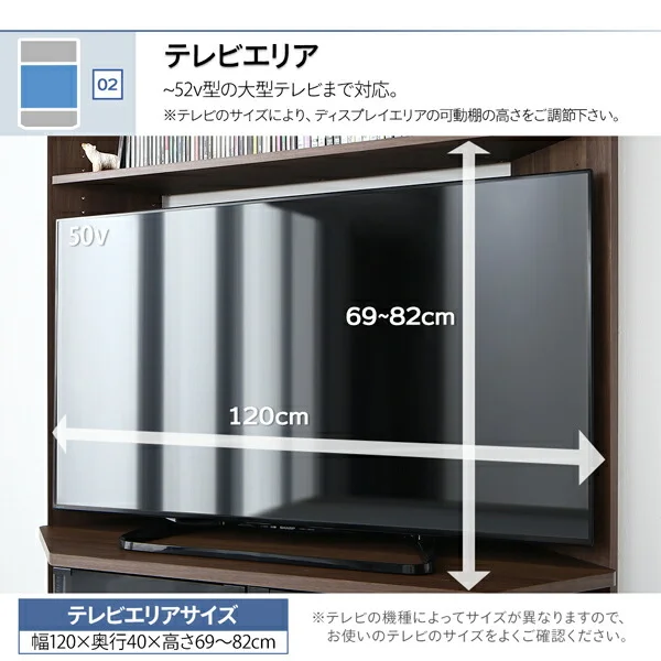 ハイタイプコーナーテレビボード ガイド Guide 2点セット(テレビボード+キャビネット)