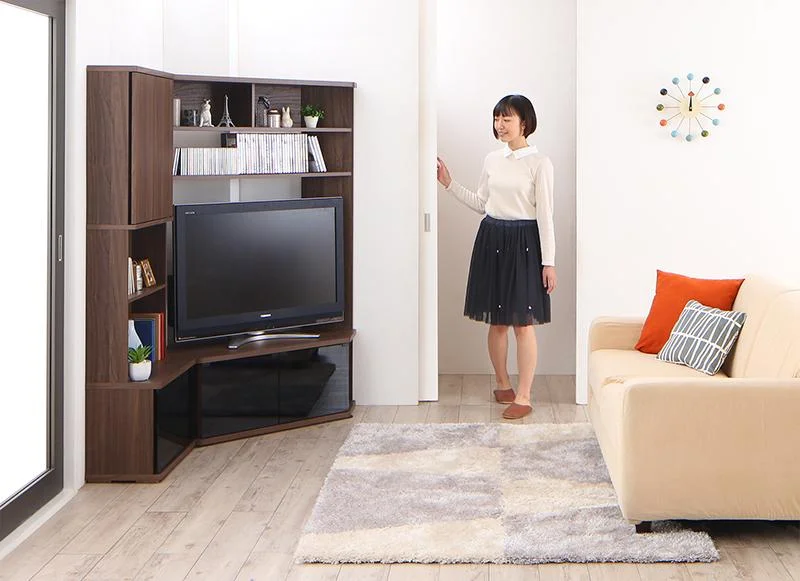 ハイタイプコーナーテレビボード ガイド Guide 2点セット(テレビボード+キャビネット)