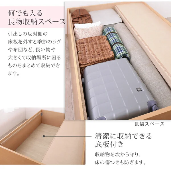 お客様組立 国産 清潔すのこ ヘッドレスチェストベッド Renitsa レニツァ ベッドフレームのみ セミシングル