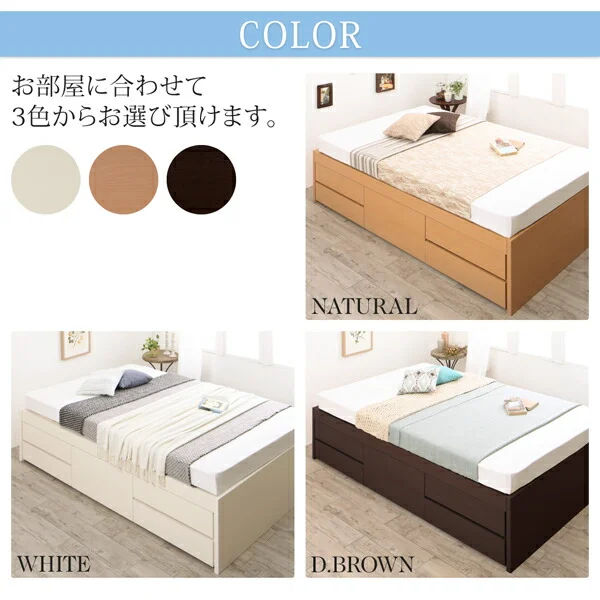 お客様組立 国産 清潔すのこ ヘッドレスチェストベッド Renitsa レニツァ ベッドフレームのみ セミシングル