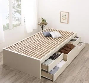 お客様組立 国産 清潔すのこ ヘッドレスチェストベッド Renitsa レニツァ ベッドフレームのみ セミシングル