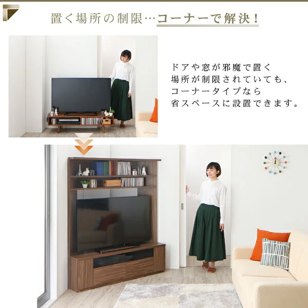 大型テレビ対応ハイタイプコーナーテレビボード city angle シティアングル