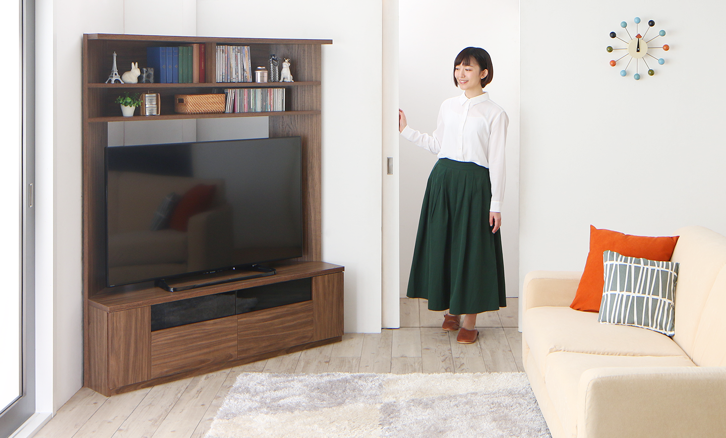 大型テレビ対応ハイタイプコーナーテレビボード city angle シティアングル