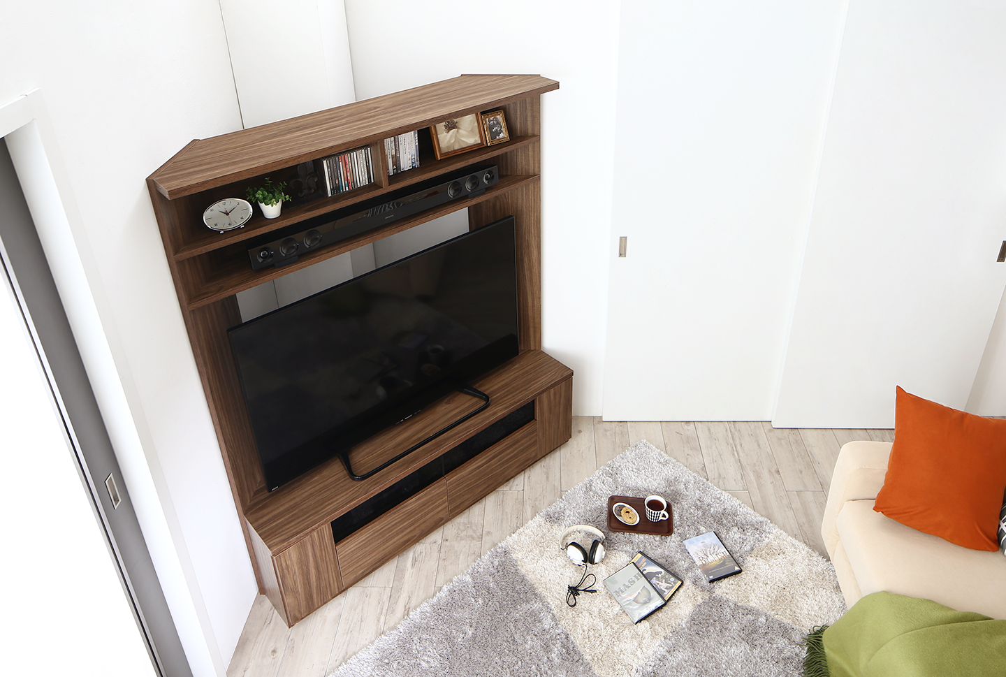 大型テレビ対応ハイタイプコーナーテレビボード city angle シティアングル