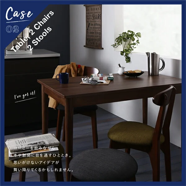 カフェ ヴィンテージ ダイニング Mumford マムフォード 2点セット(テーブル＋チェア1脚) ブラウン W68