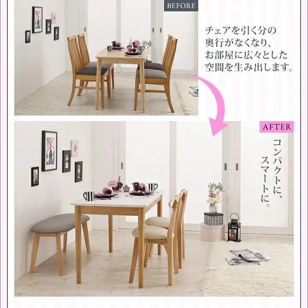 カワイイテイスト ダイニング Lauren ローレン 2点セット(テーブル＋チェア1脚) W68