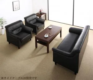 条件や目的に応じて選べる 重厚デザイン応接ソファセット Office Road オフィスロード ソファ3点&テーブル 4点セット 1P×2+2P