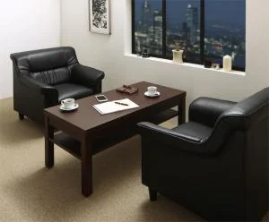 条件や目的に応じて選べる 重厚デザイン応接ソファセット Office Road オフィスロード ソファ3点＆テーブル 4点セット 1P×2+2P