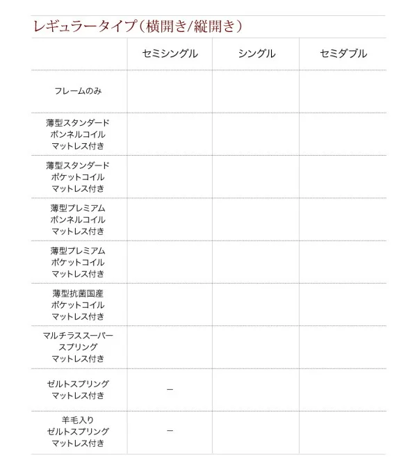 お客様組立 国産跳ね上げ収納ベッド Regless リグレス ベッドフレームのみ 横開き セミシングル 深さレギュラー