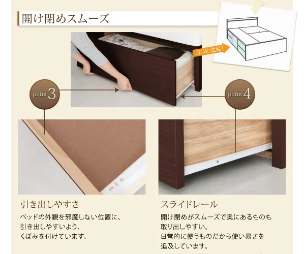 お客様組立 連結 棚・コンセント付収納ベッド Ernesti エルネスティ ベッドフレームのみ Aタイプ シングル