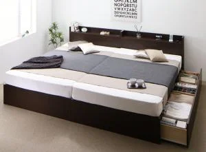連結 棚・コンセント付収納ベッド Ernesti エルネスティ