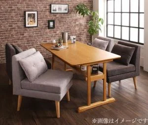ファミリー向け 棚付き ソファダイニングセット Colta コルタ 3点セット(テーブル+2Pソファ2脚) W120