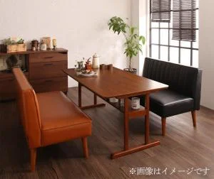 ファミリー向け 棚付き ソファダイニングセット Galdy ガルディ 3点セット(テーブル+2Pソファ2脚) W120